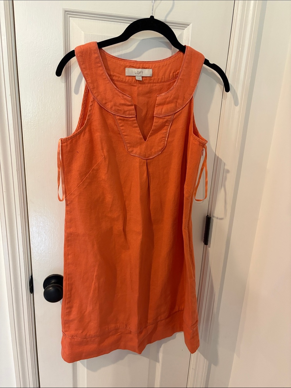 LOFT Orange Sleeveless Notch-Neck Shift Tunic
